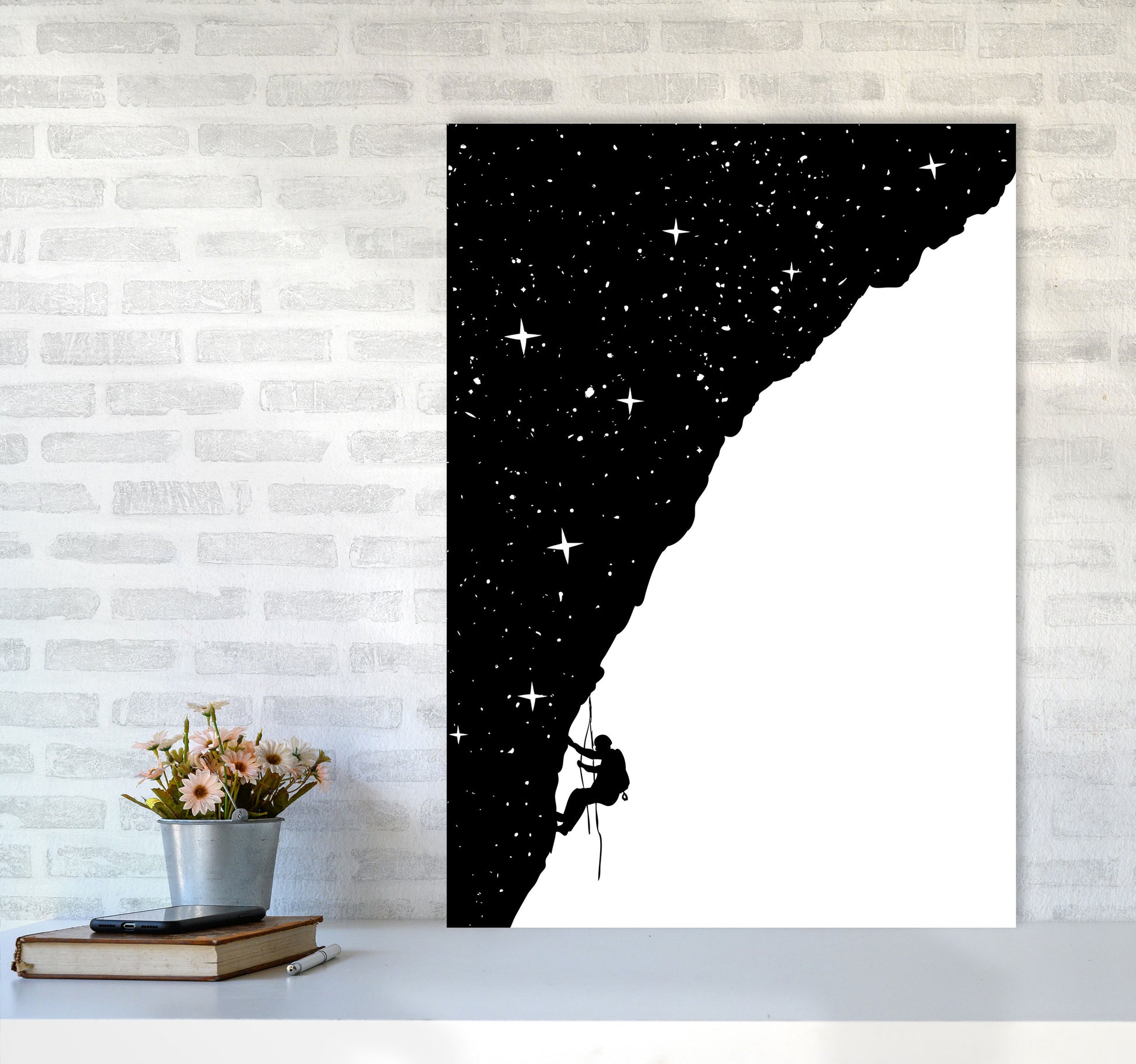 Night Climber B&W Art Print by Balaz Solti A1 Black Frame