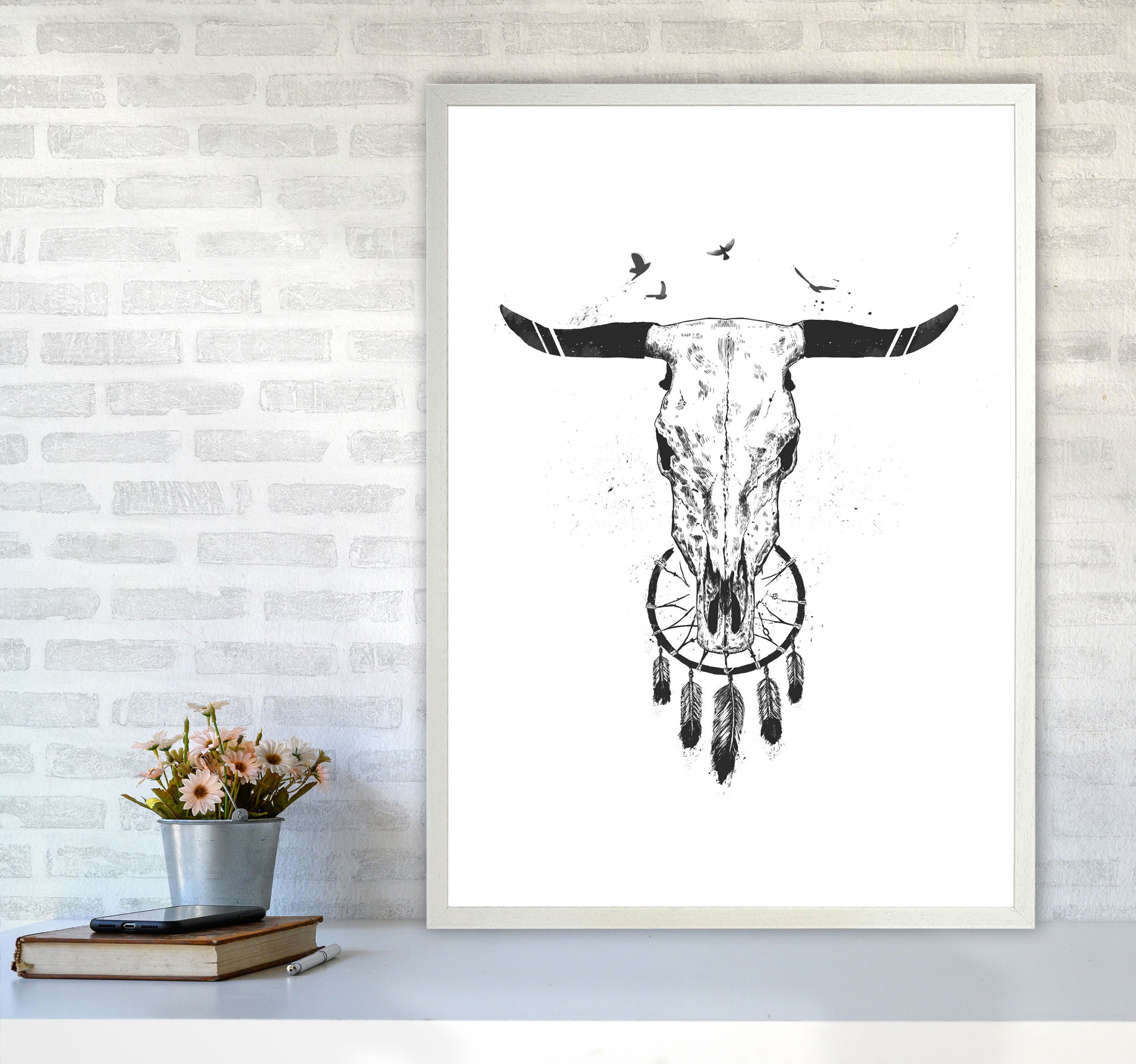 Beautiful Dream B&W Animal Art Print by Balaz Solti A1 Oak Frame