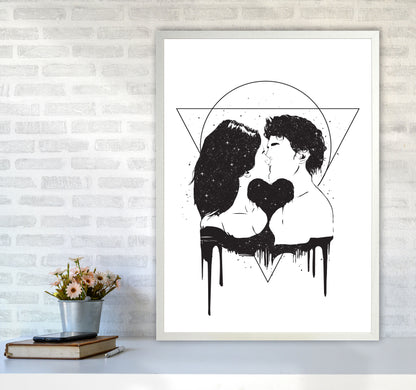 Cosmic Love B&W Art Print by Balaz Solti A1 Oak Frame