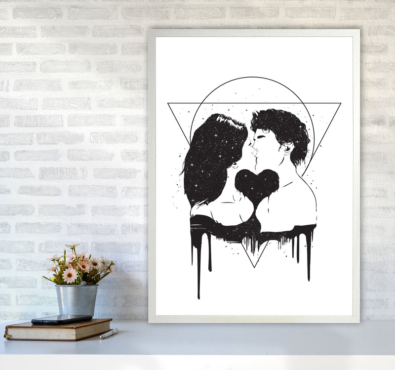 Cosmic Love B&W Art Print by Balaz Solti A1 Oak Frame