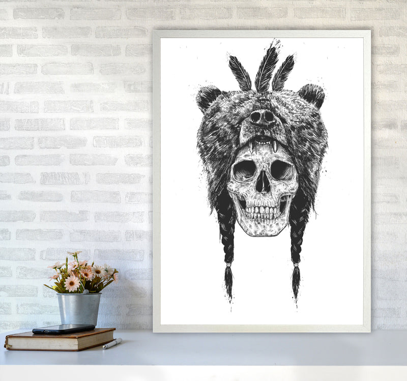 Dead Shaman B&W Gothic Art Print by Balaz Solti A1 Oak Frame