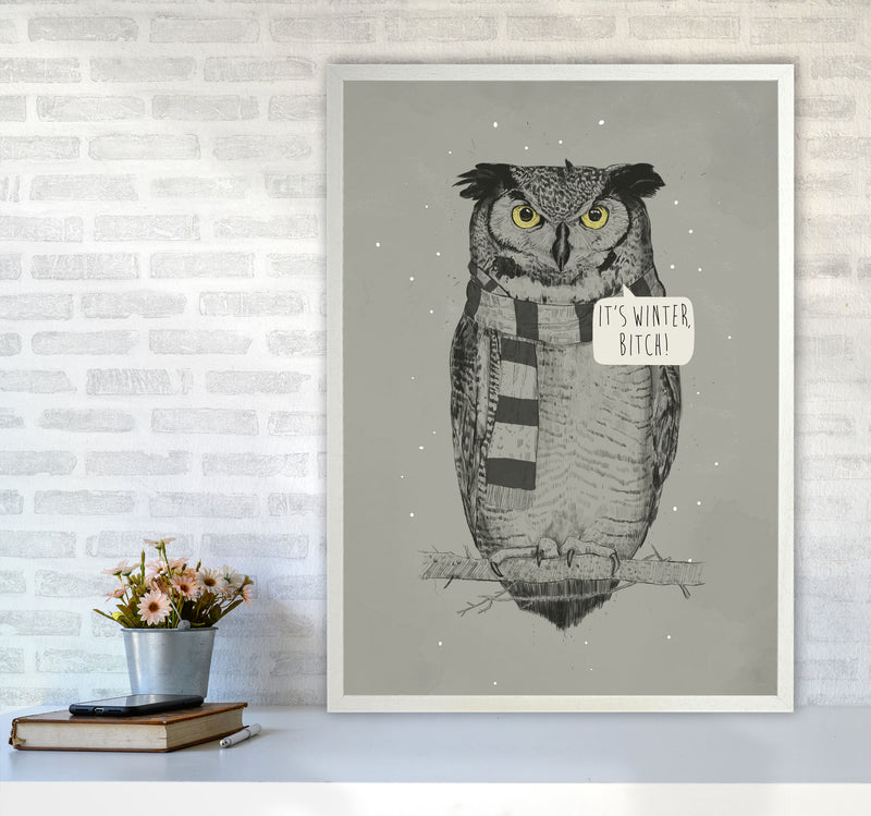 It's Winter B*tch Animal Art Print by Balaz Solti A1 Oak Frame
