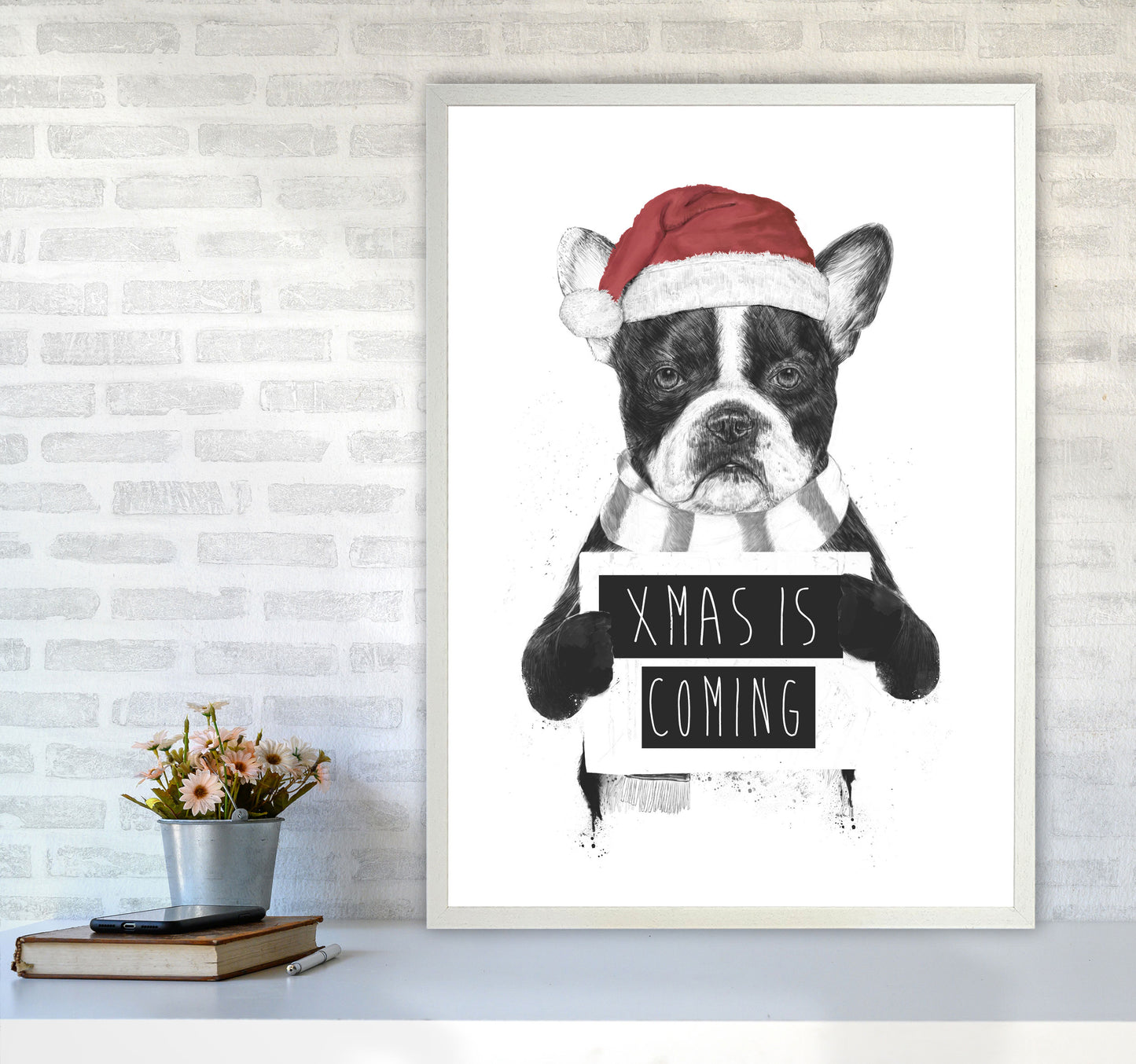 Xmas Is Coming Animal Art Print by Balaz Solti A1 Oak Frame