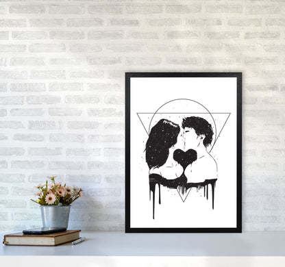 Cosmic Love B&W Art Print by Balaz Solti A2 White Frame