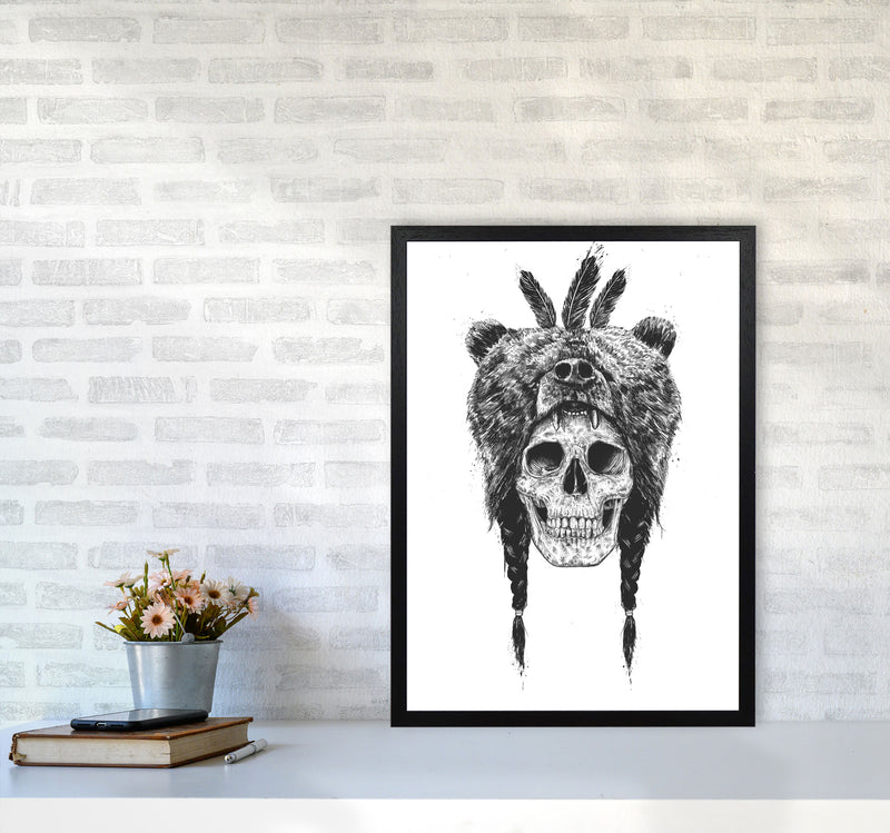 Dead Shaman B&W Gothic Art Print by Balaz Solti A2 White Frame