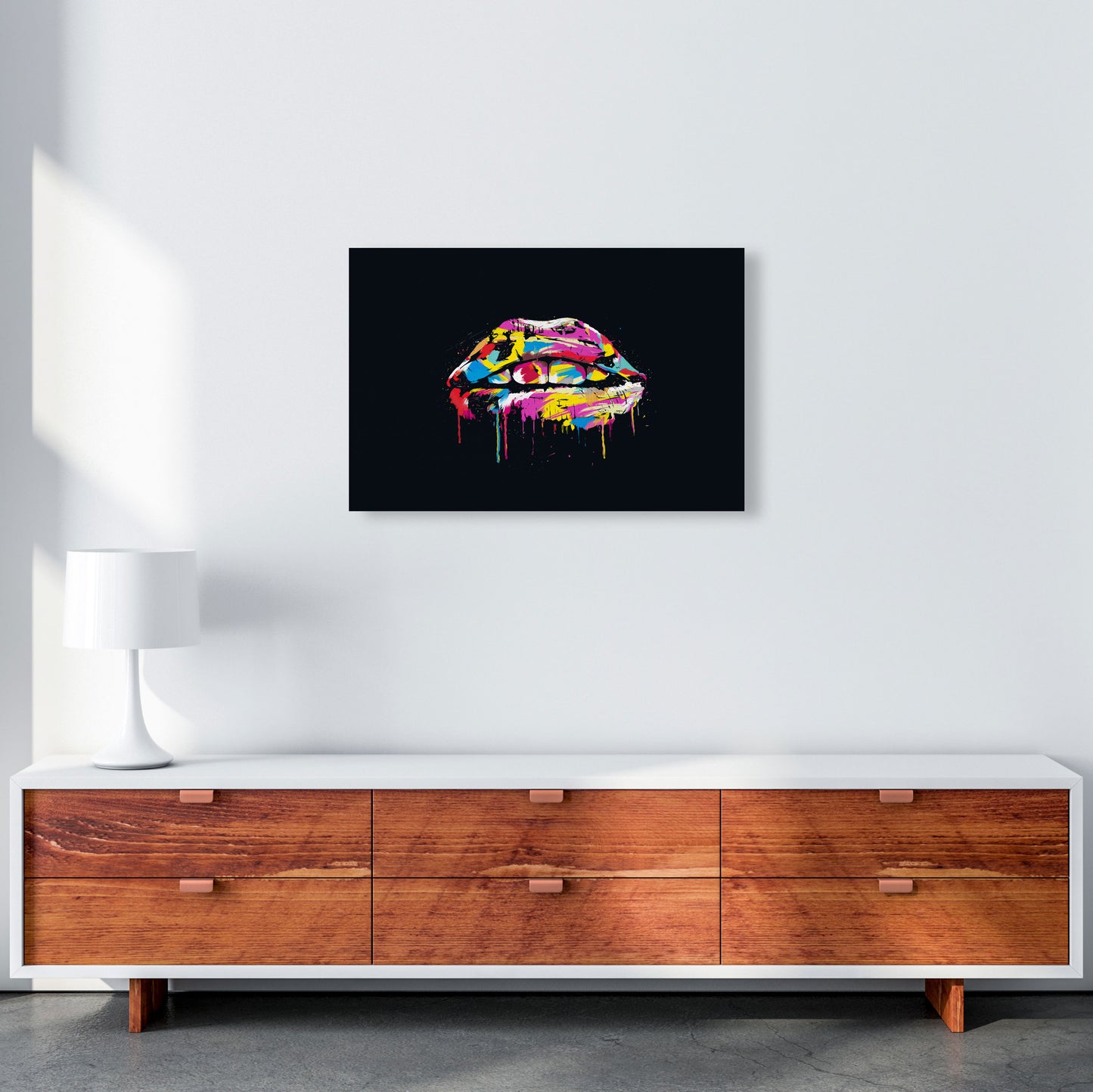 Colourful Lips Modern Art Print by Balaz Solti A2 Canvas