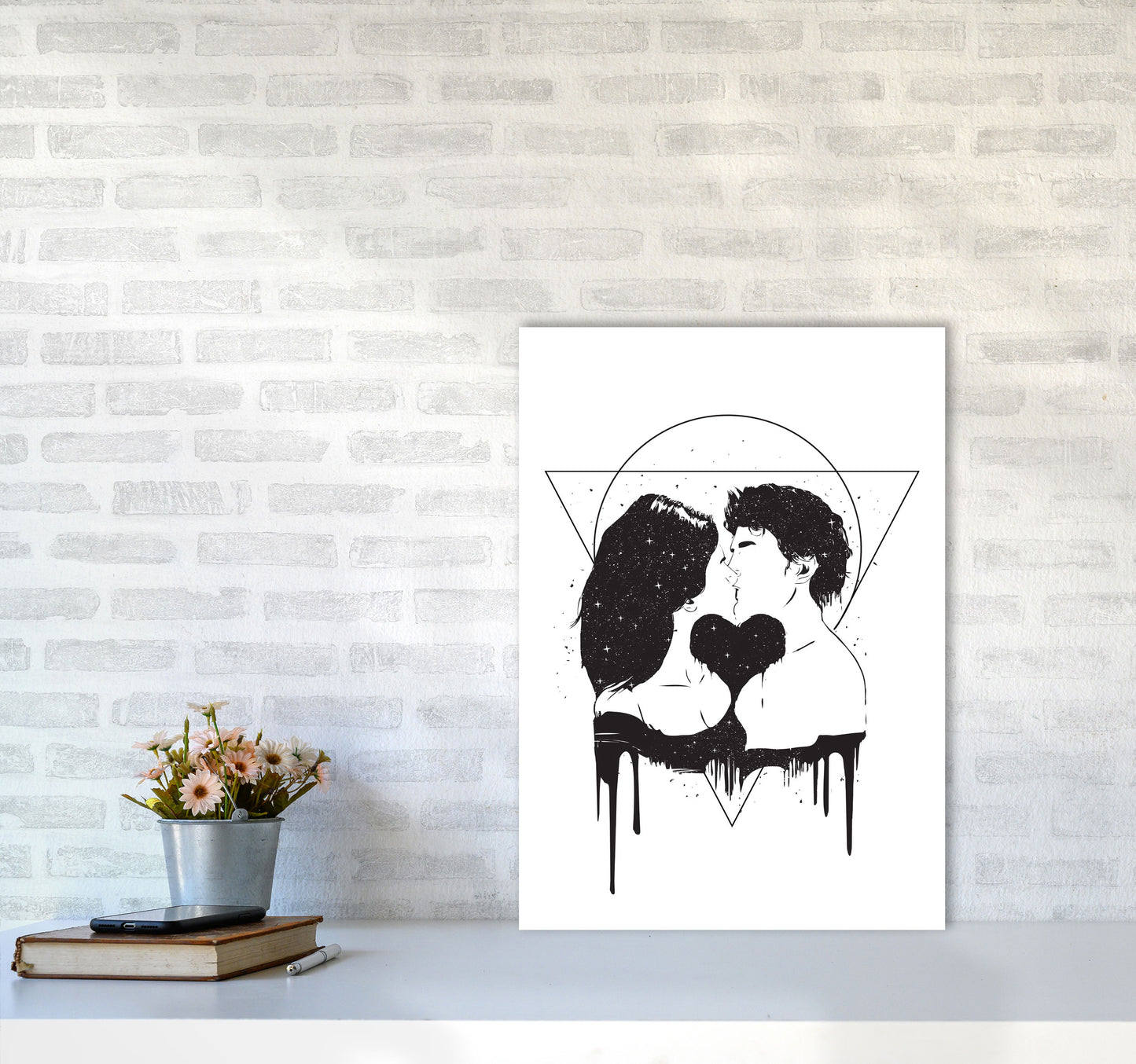 Cosmic Love B&W Art Print by Balaz Solti A2 Black Frame