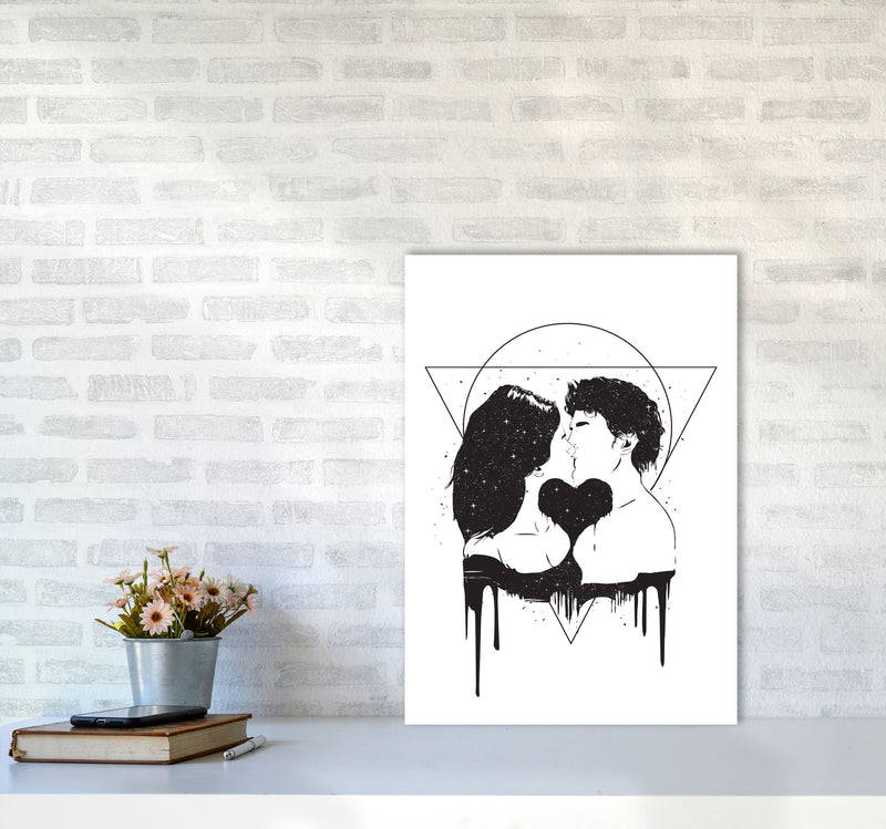 Cosmic Love B&W Art Print by Balaz Solti A2 Black Frame