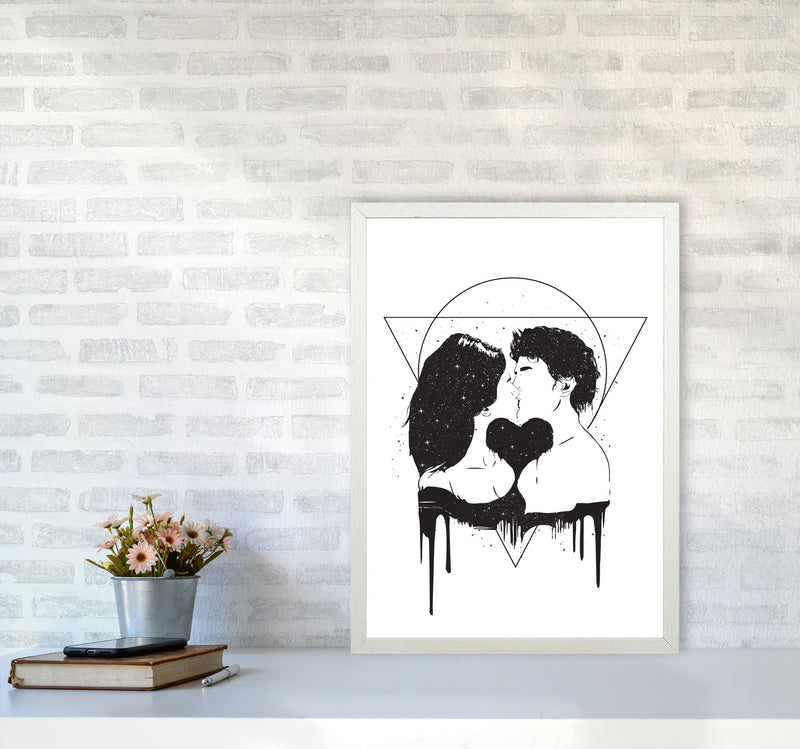 Cosmic Love B&W Art Print by Balaz Solti A2 Oak Frame