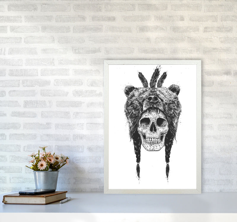 Dead Shaman B&W Gothic Art Print by Balaz Solti A2 Oak Frame