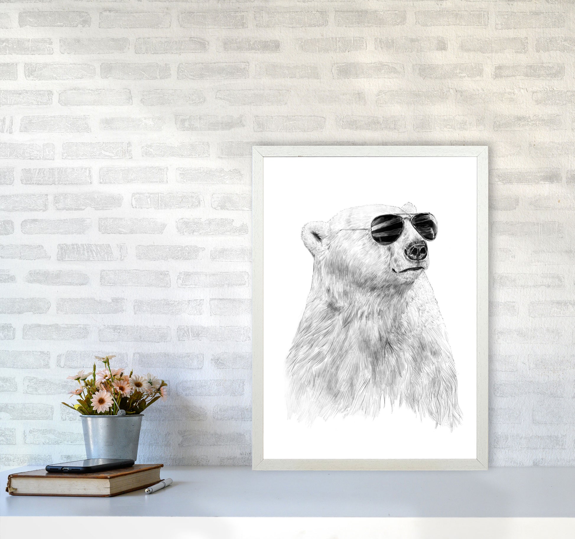Don't Let The Sun Go Down Bear Animal Art Print by Balaz Solti A2 Oak Frame