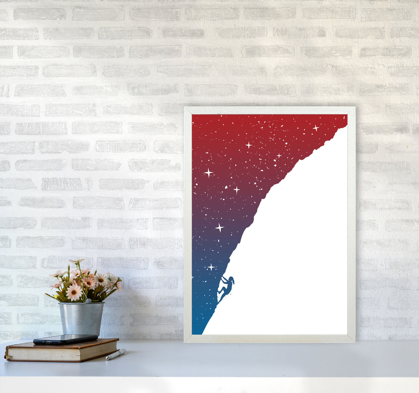 Night Climber Colour Art Print by Balaz Solti A2 Oak Frame