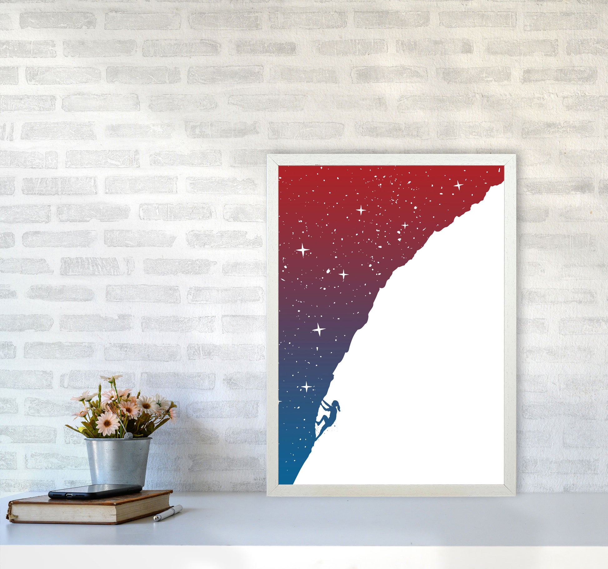 Night Climber Colour Art Print by Balaz Solti A2 Oak Frame