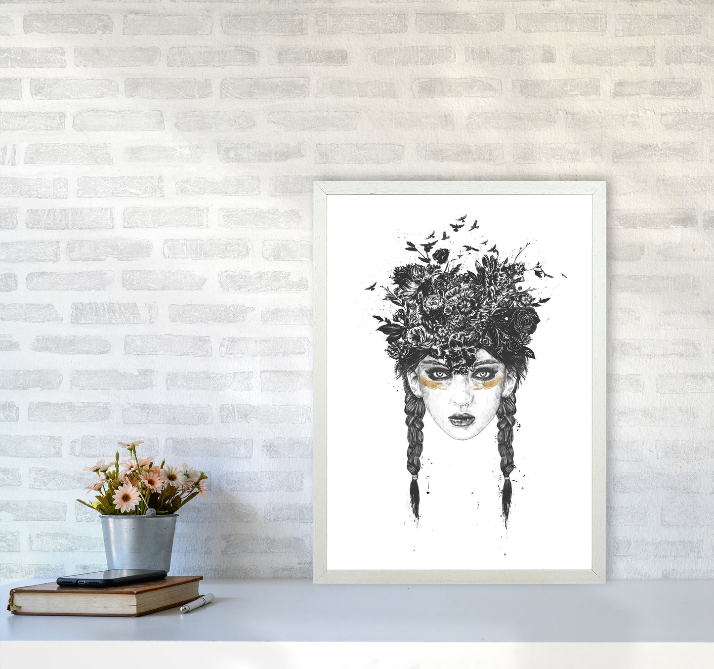Summer Queen B&W Art Print by Balaz Solti A2 Oak Frame
