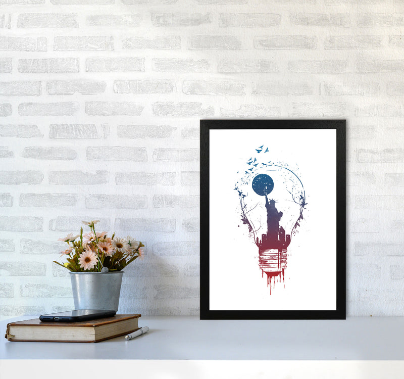 Big City Lights Art Print by Balaz Solti A3 White Frame