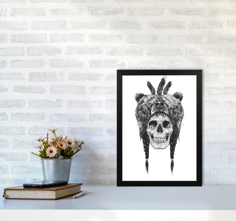 Dead Shaman B&W Gothic Art Print by Balaz Solti A3 White Frame