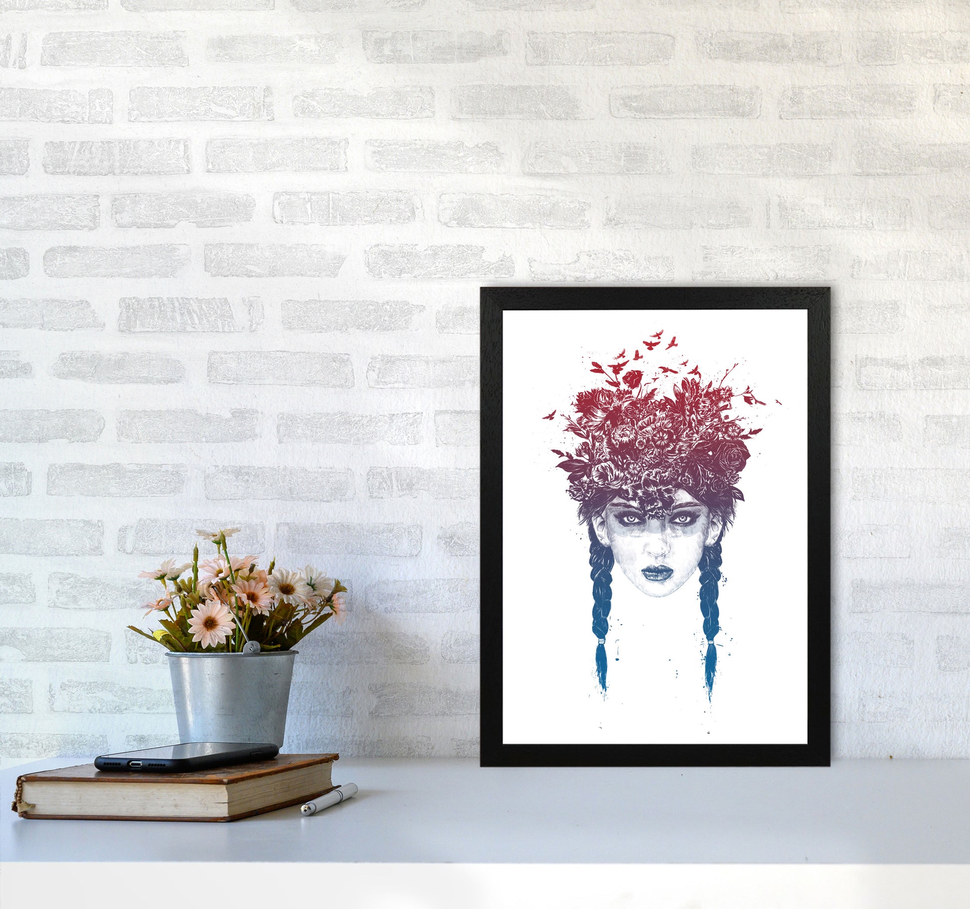 Summer Queen Colour Art Print by Balaz Solti A3 White Frame