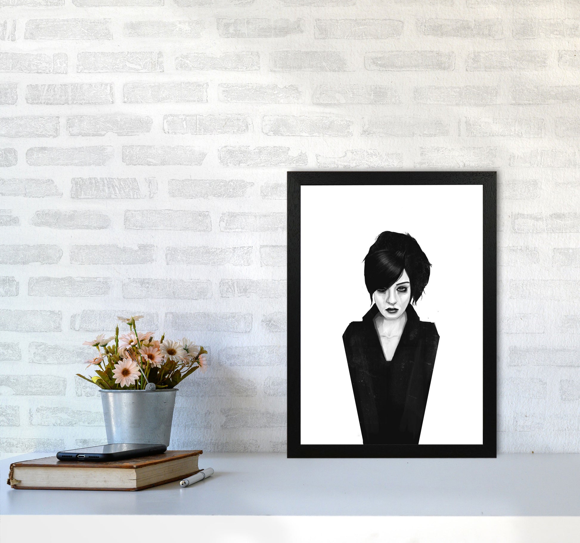 The Widow Art Print by Balaz Solti A3 White Frame