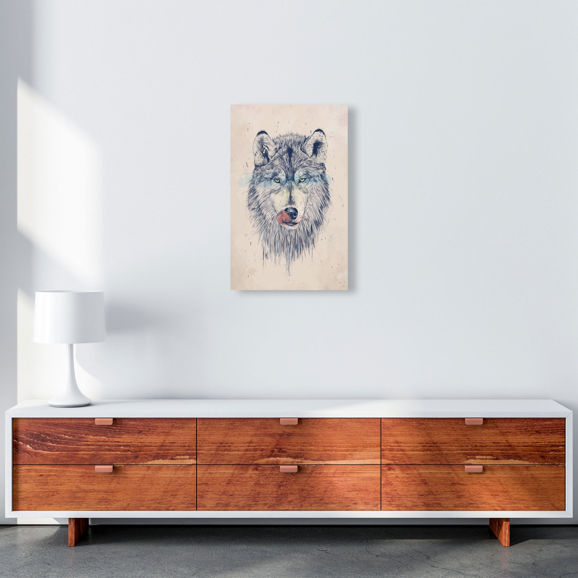 Dinner Time Wolf Animal Art Print by Balaz Solti A3 Canvas