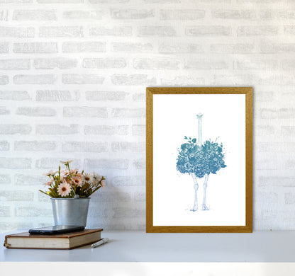 Floral Ostrich Teal Animal Art Print by Balaz Solti A3 Print Only