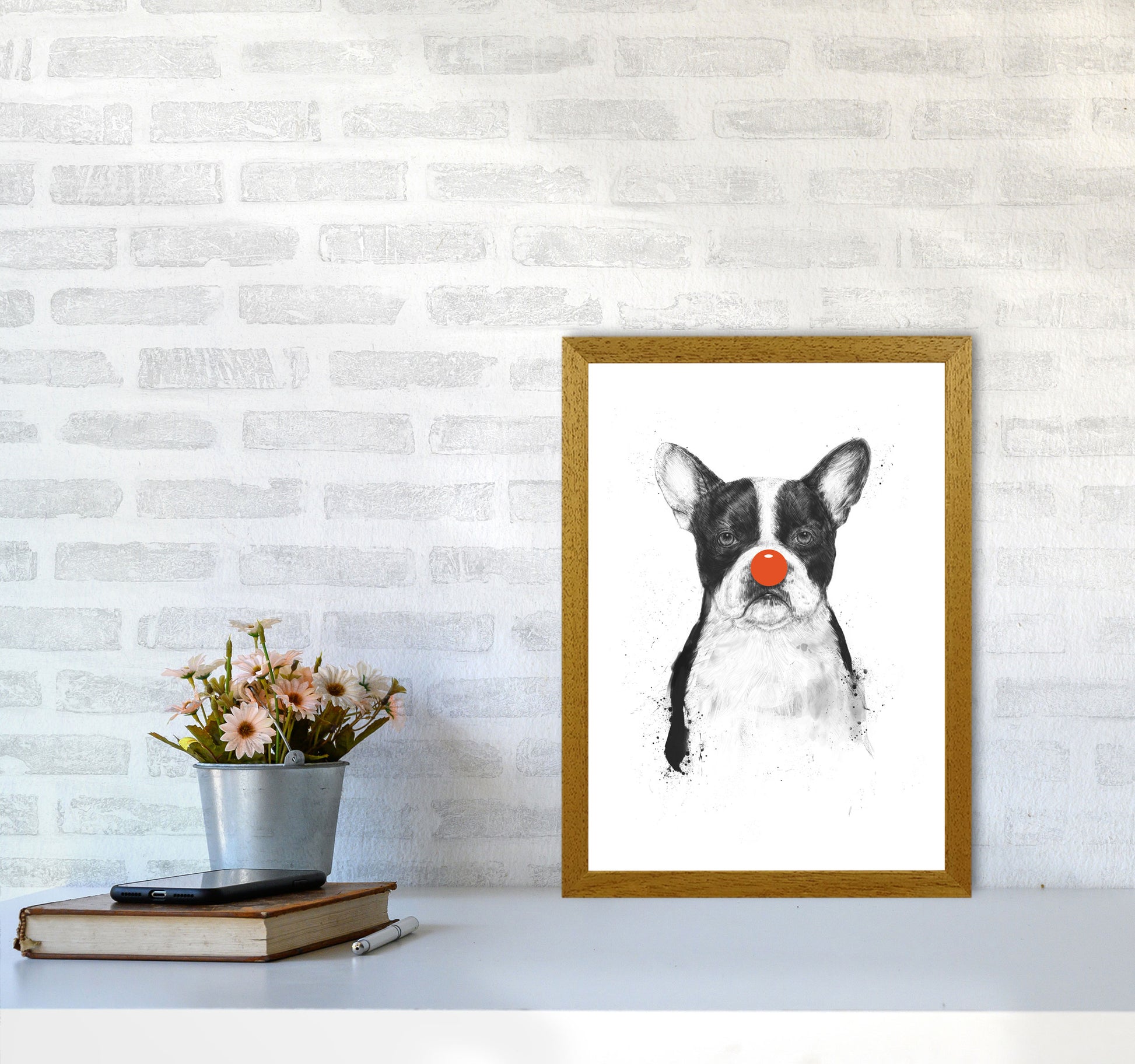 I'm Not Your Clown Bulldog Animal Art Print by Balaz Solti A3 Print Only