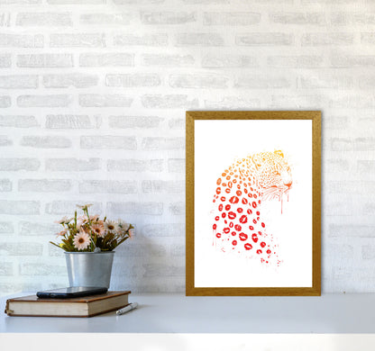 Kiss Me Leopard Animal Art Print by Balaz Solti A3 Print Only