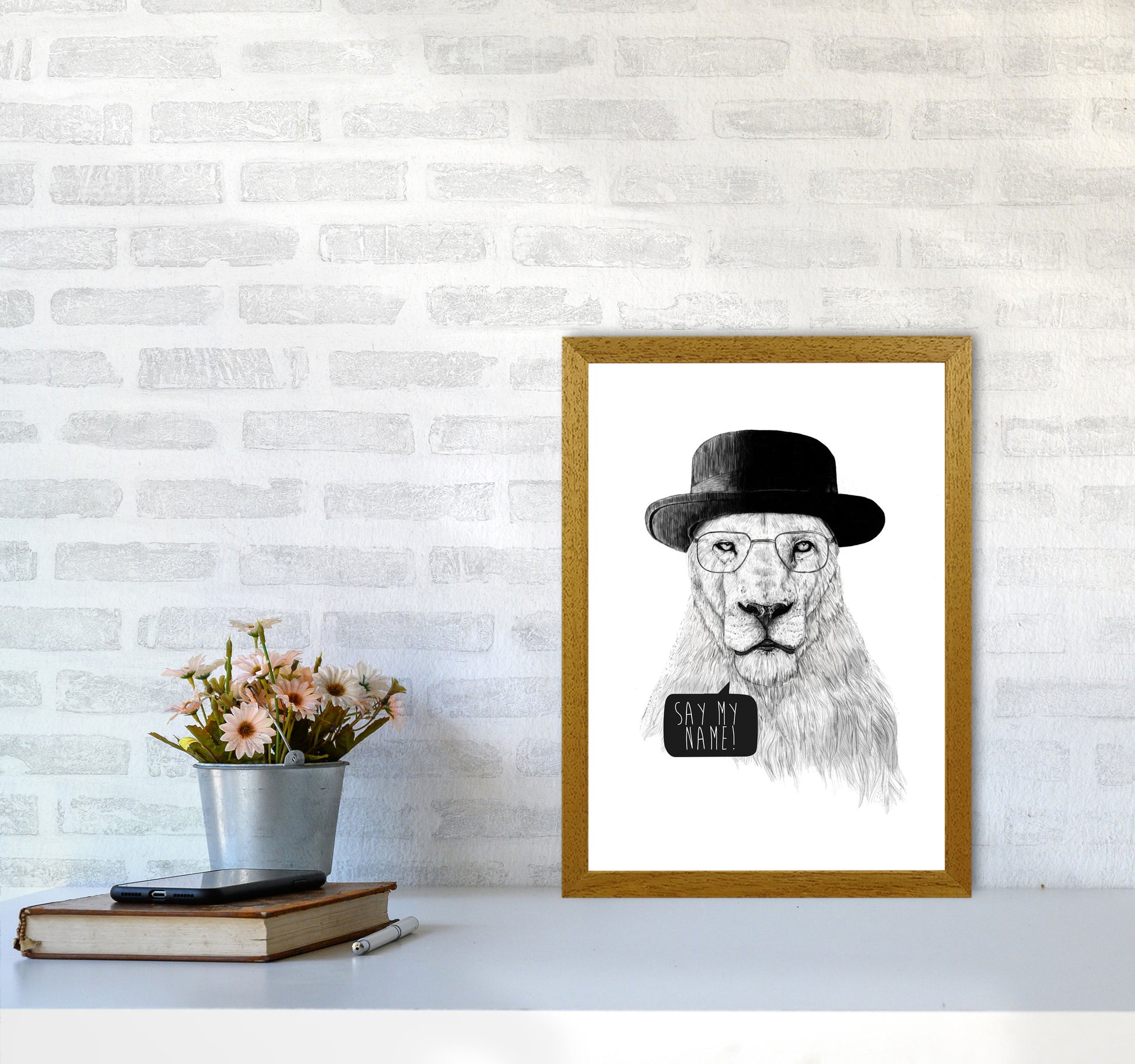 Say My name Lion Animal Art Print by Balaz Solti A3 Print Only
