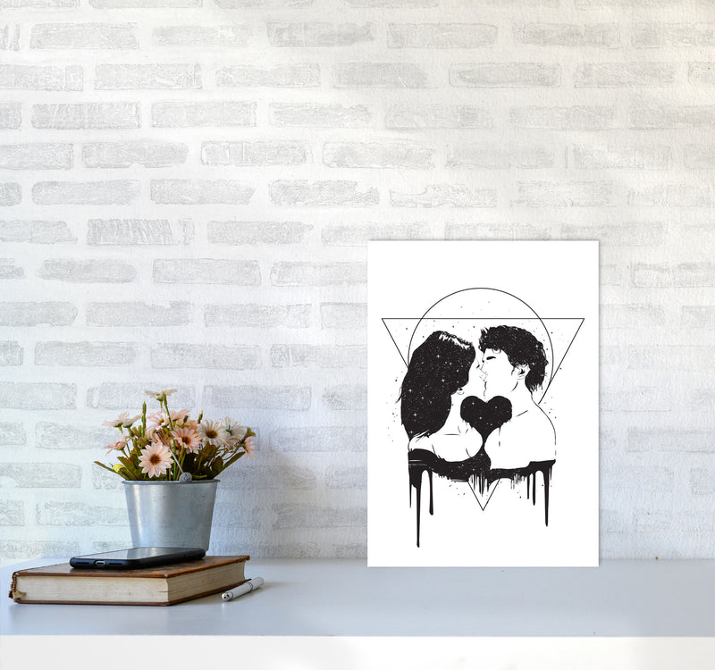 Cosmic Love B&W Art Print by Balaz Solti A3 Black Frame