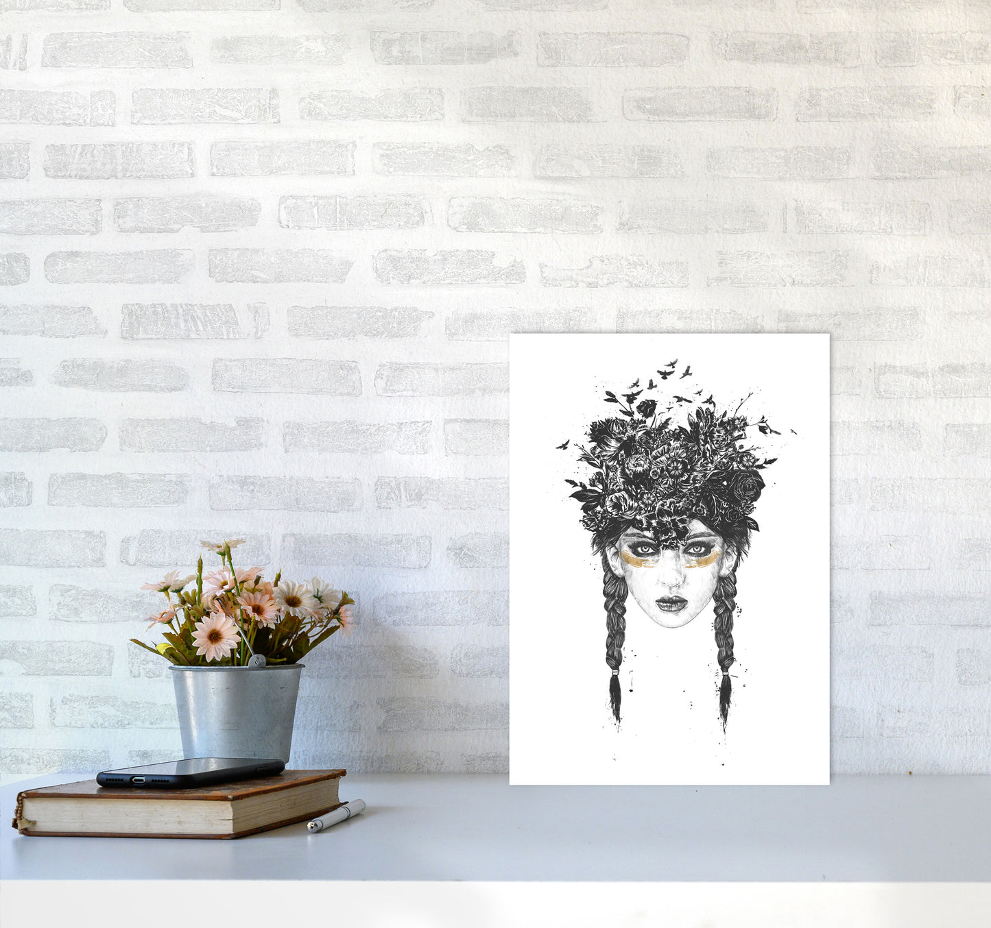 Summer Queen B&W Art Print by Balaz Solti A3 Black Frame