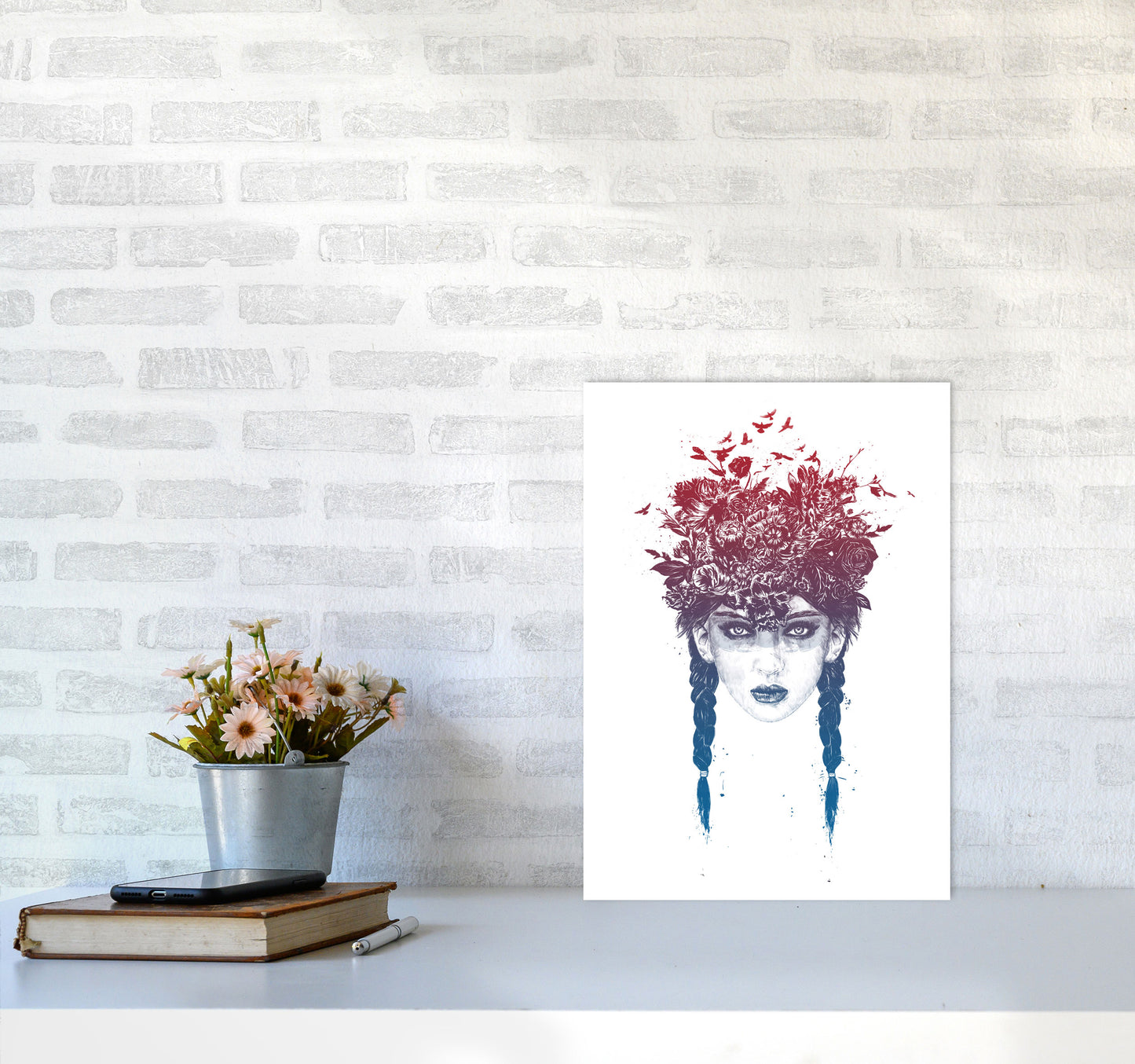 Summer Queen Colour Art Print by Balaz Solti A3 Black Frame