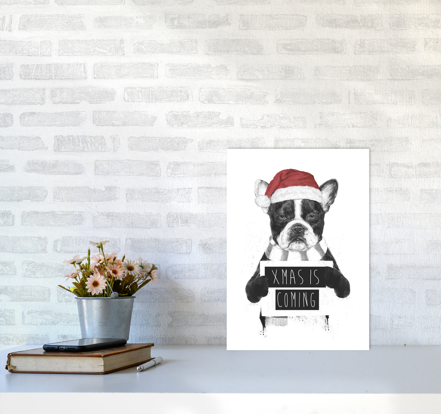 Xmas Is Coming Animal Art Print by Balaz Solti A3 Black Frame
