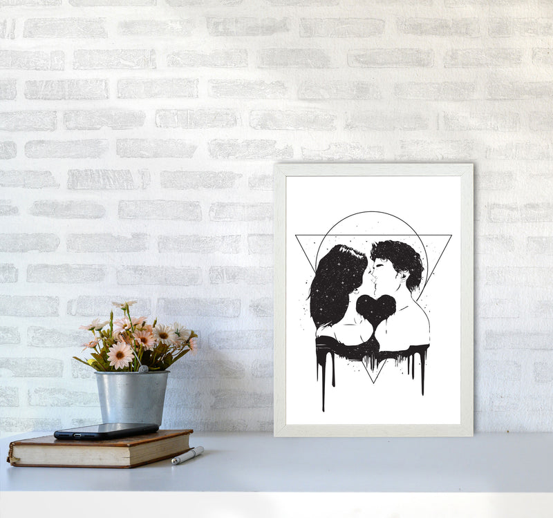 Cosmic Love B&W Art Print by Balaz Solti A3 Oak Frame