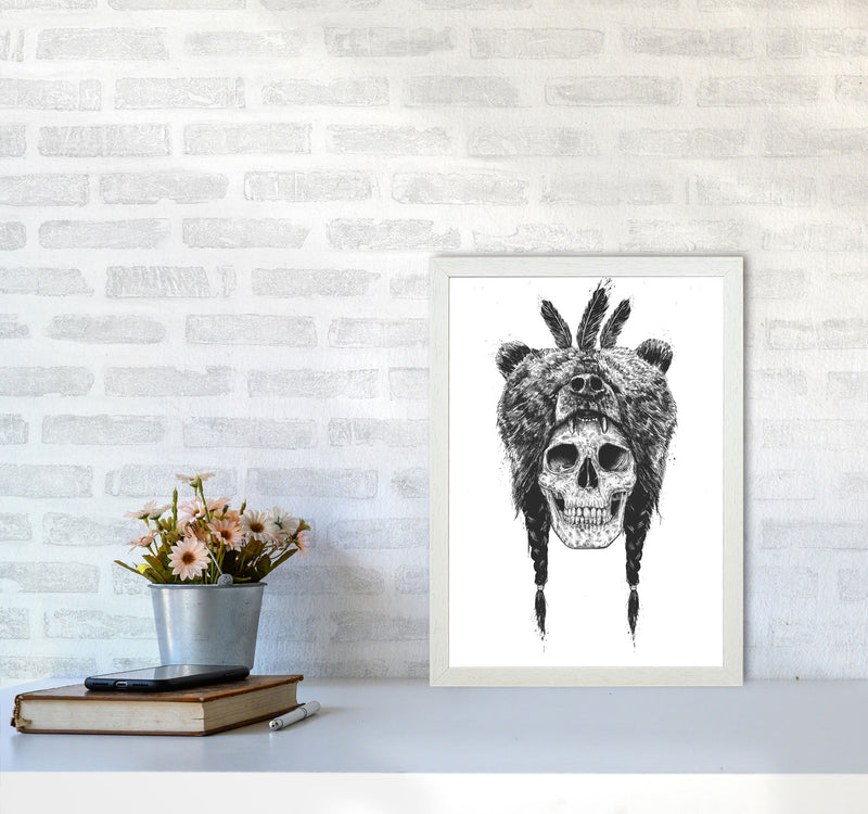 Dead Shaman B&W Gothic Art Print by Balaz Solti A3 Oak Frame