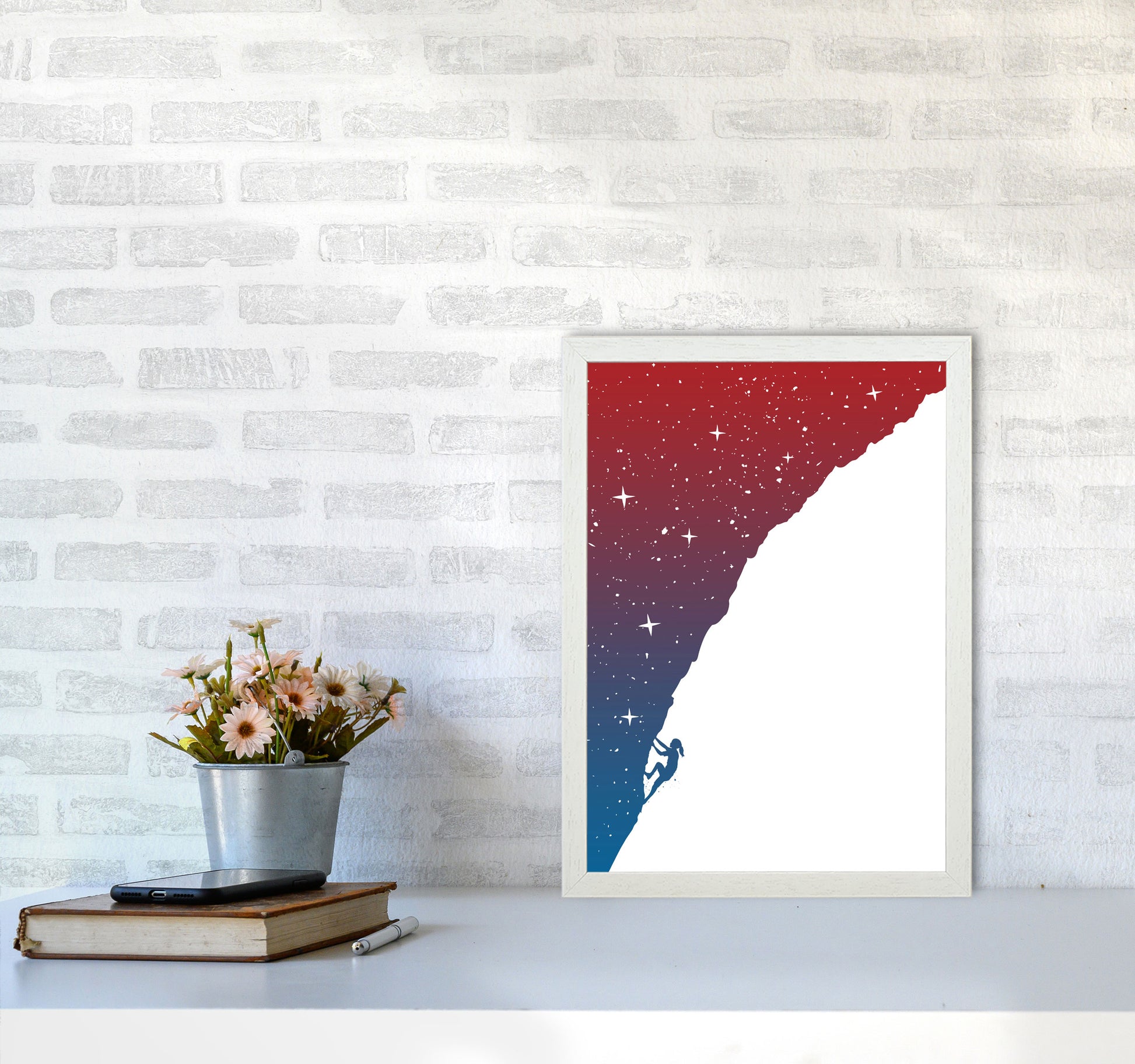 Night Climber Colour Art Print by Balaz Solti A3 Oak Frame
