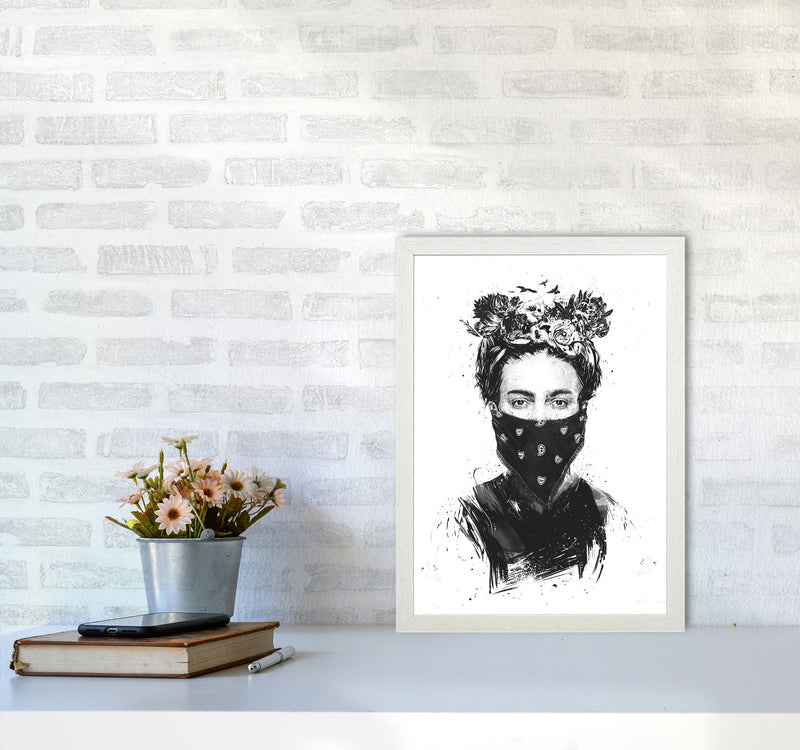 Rebel Girl Art Print by Balaz Solti A3 Oak Frame