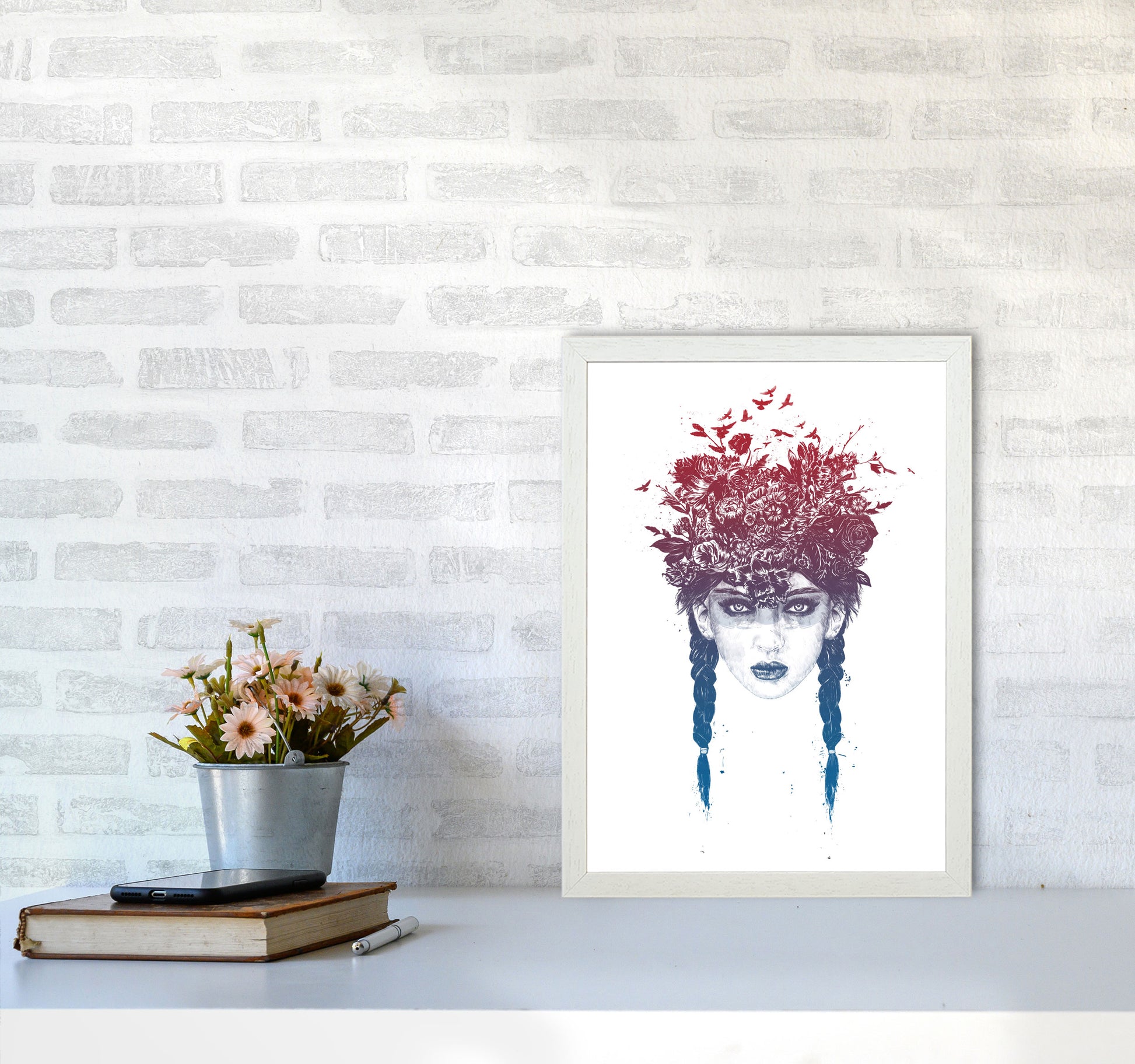 Summer Queen Colour Art Print by Balaz Solti A3 Oak Frame