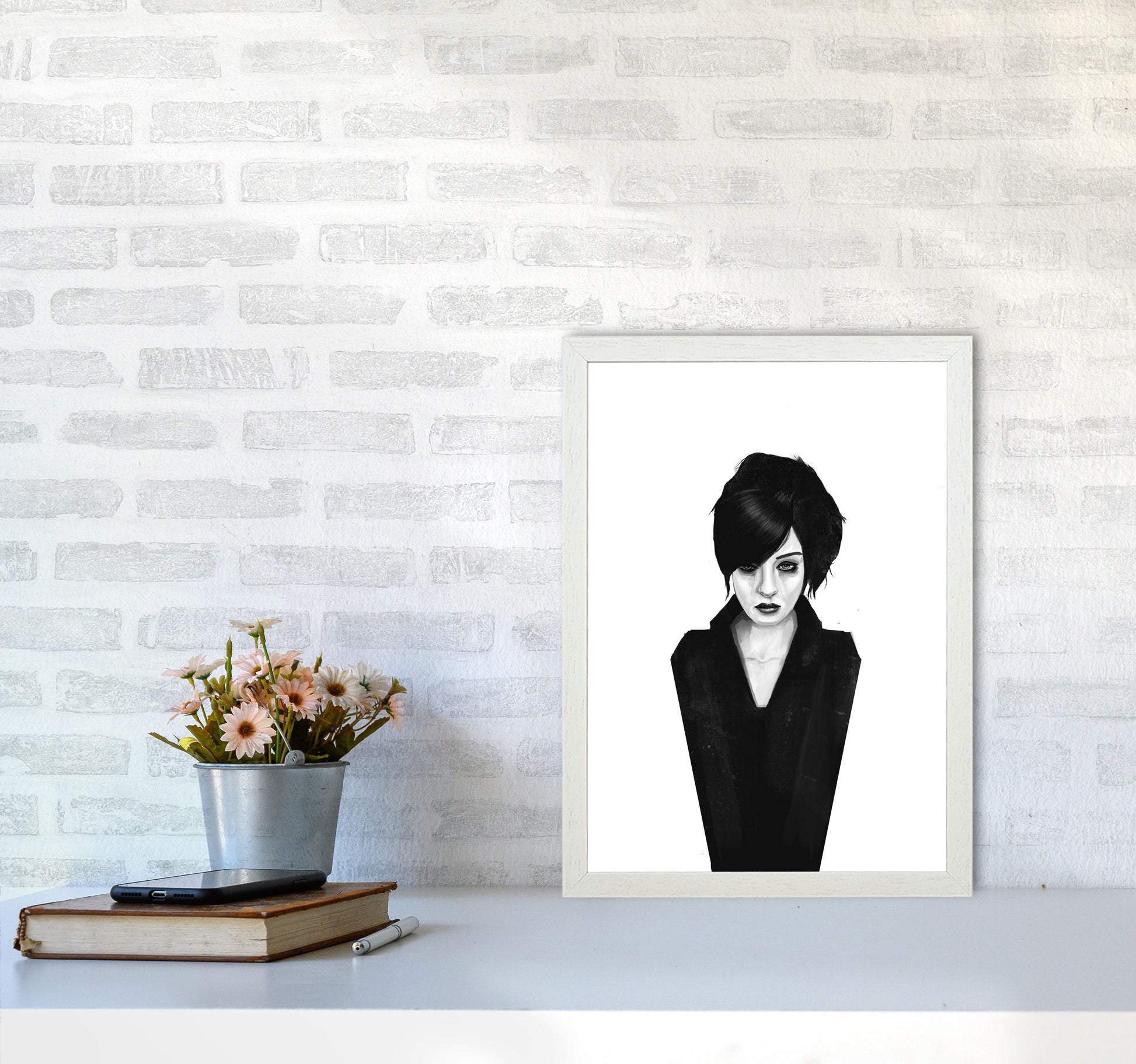 The Widow Art Print by Balaz Solti A3 Oak Frame