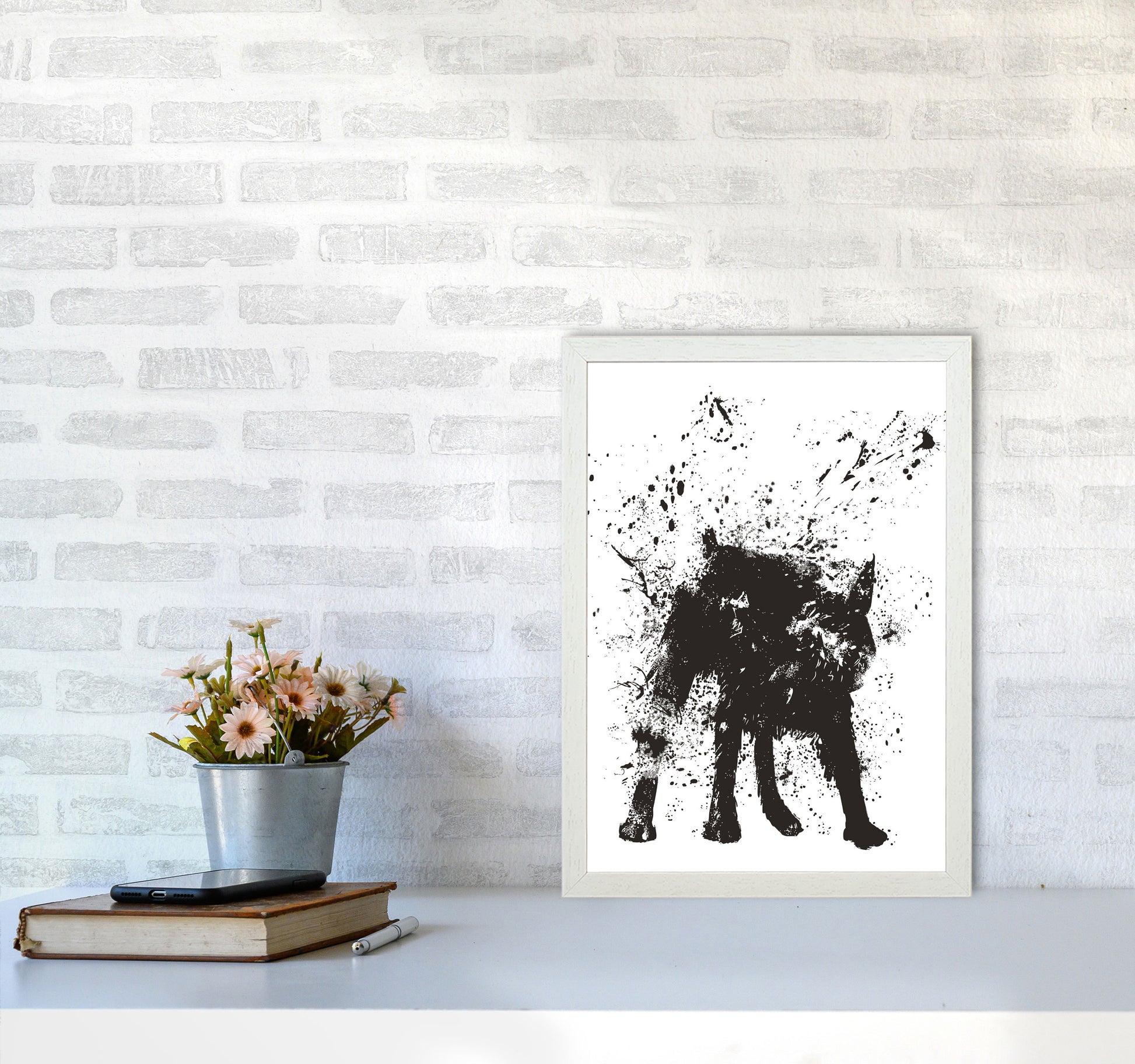 Wet Dog Animal Art Print by Balaz Solti A3 Oak Frame