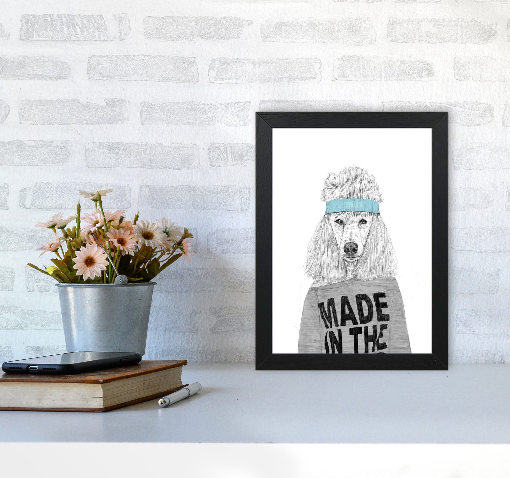 80's Bitch Dog Animal Modern Art Print by Balaz Solti A4 White Frame