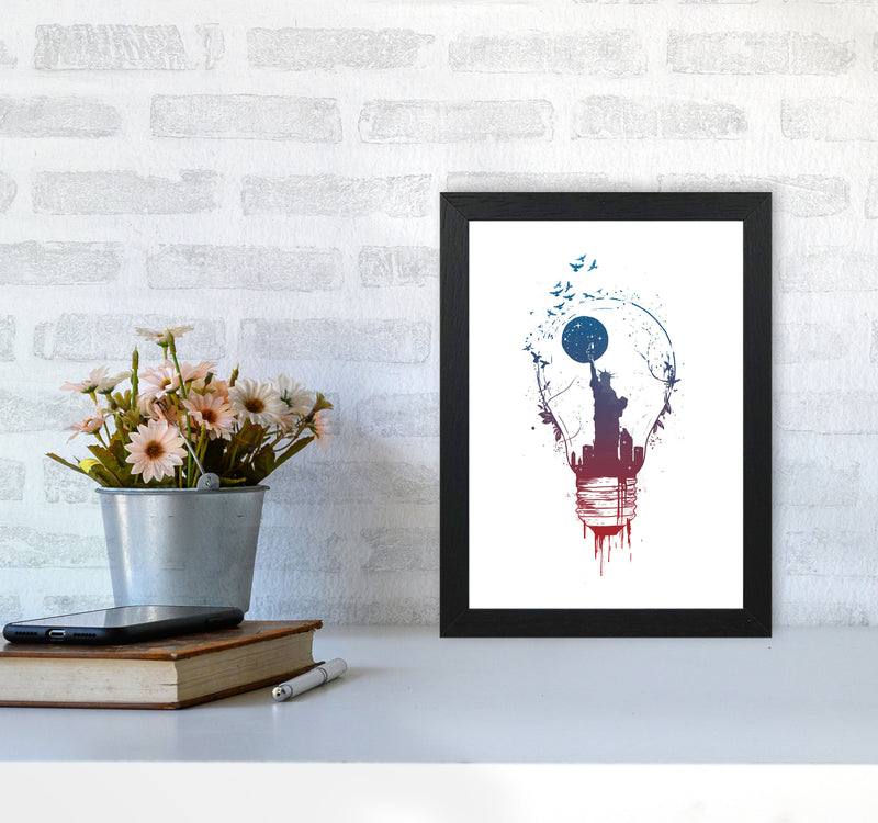 Big City Lights Art Print by Balaz Solti A4 White Frame