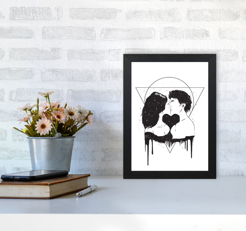 Cosmic Love B&W Art Print by Balaz Solti A4 White Frame