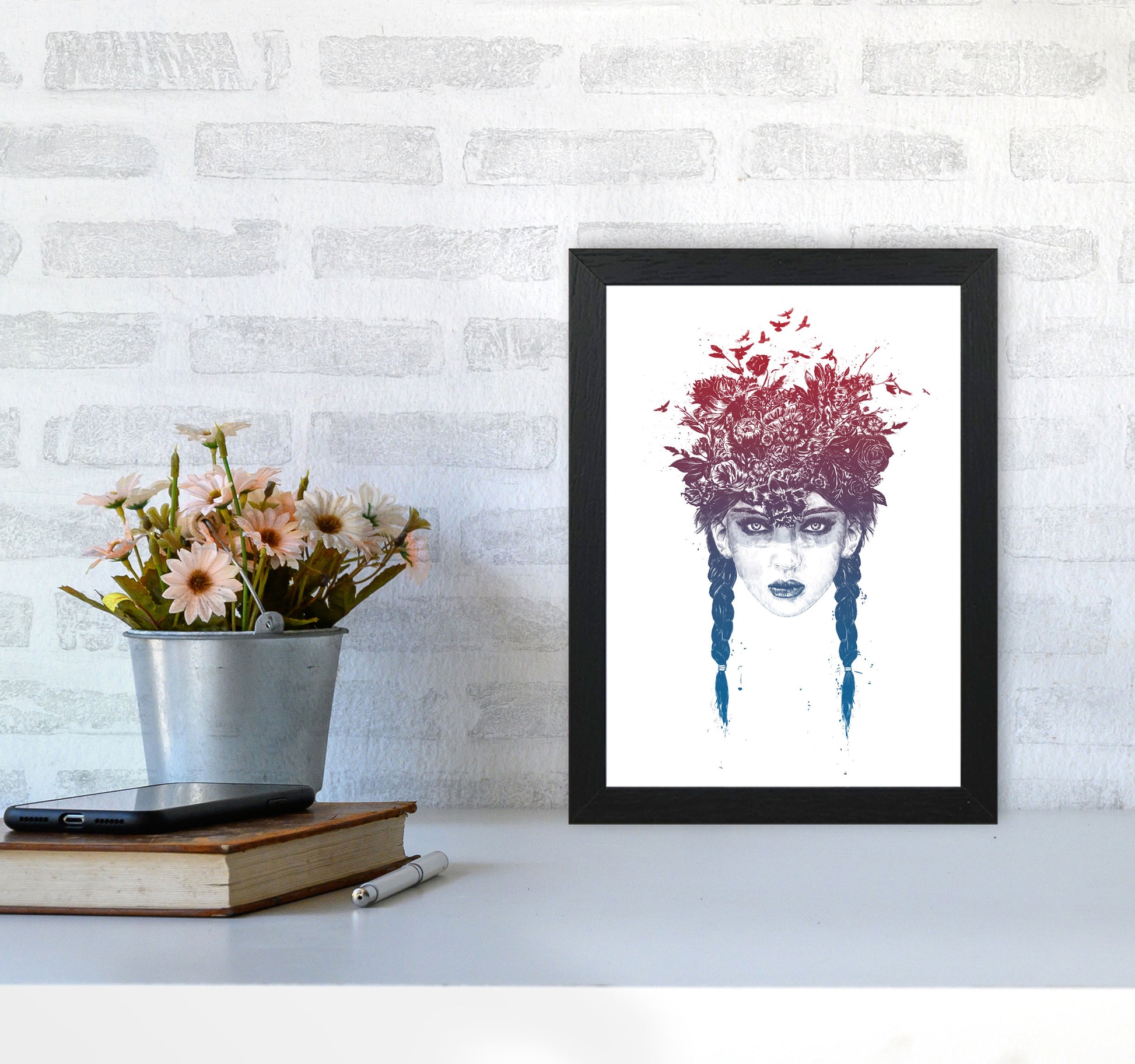 Summer Queen Colour Art Print by Balaz Solti A4 White Frame