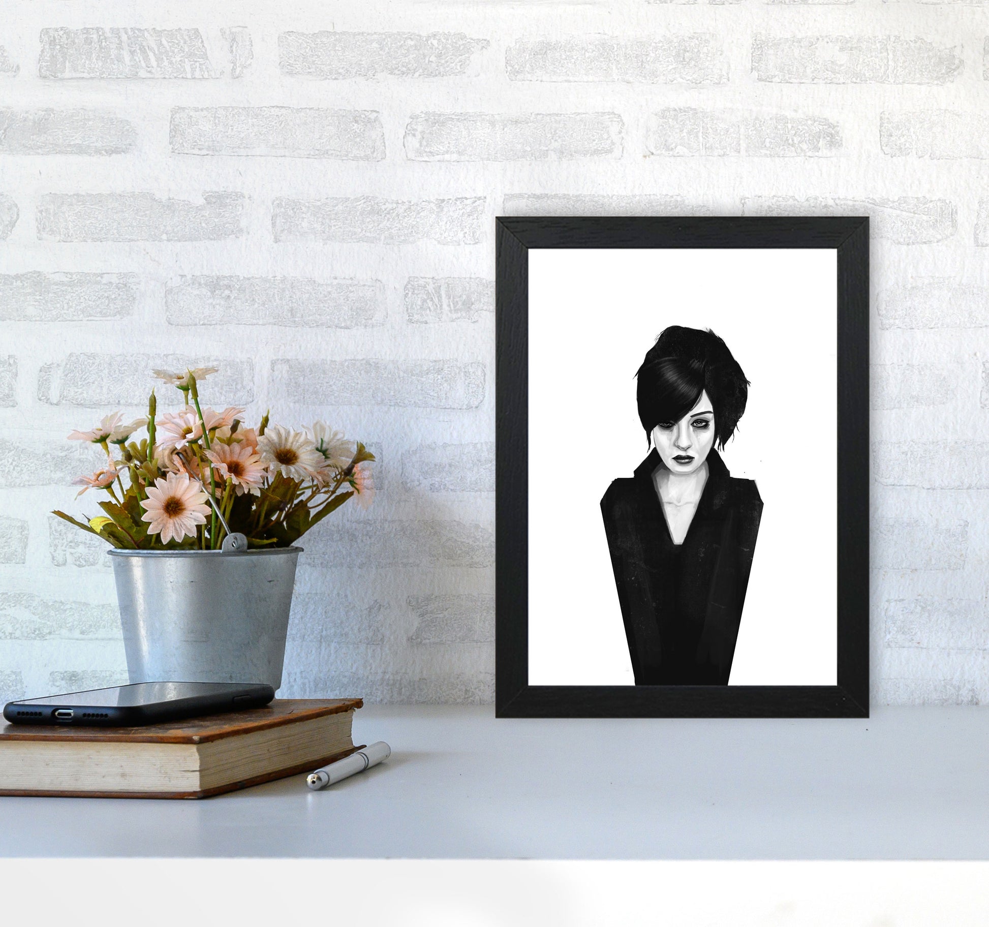 The Widow Art Print by Balaz Solti A4 White Frame