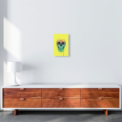 Yellow Pop Art Skull Art Print by Balaz Solti A4 Canvas