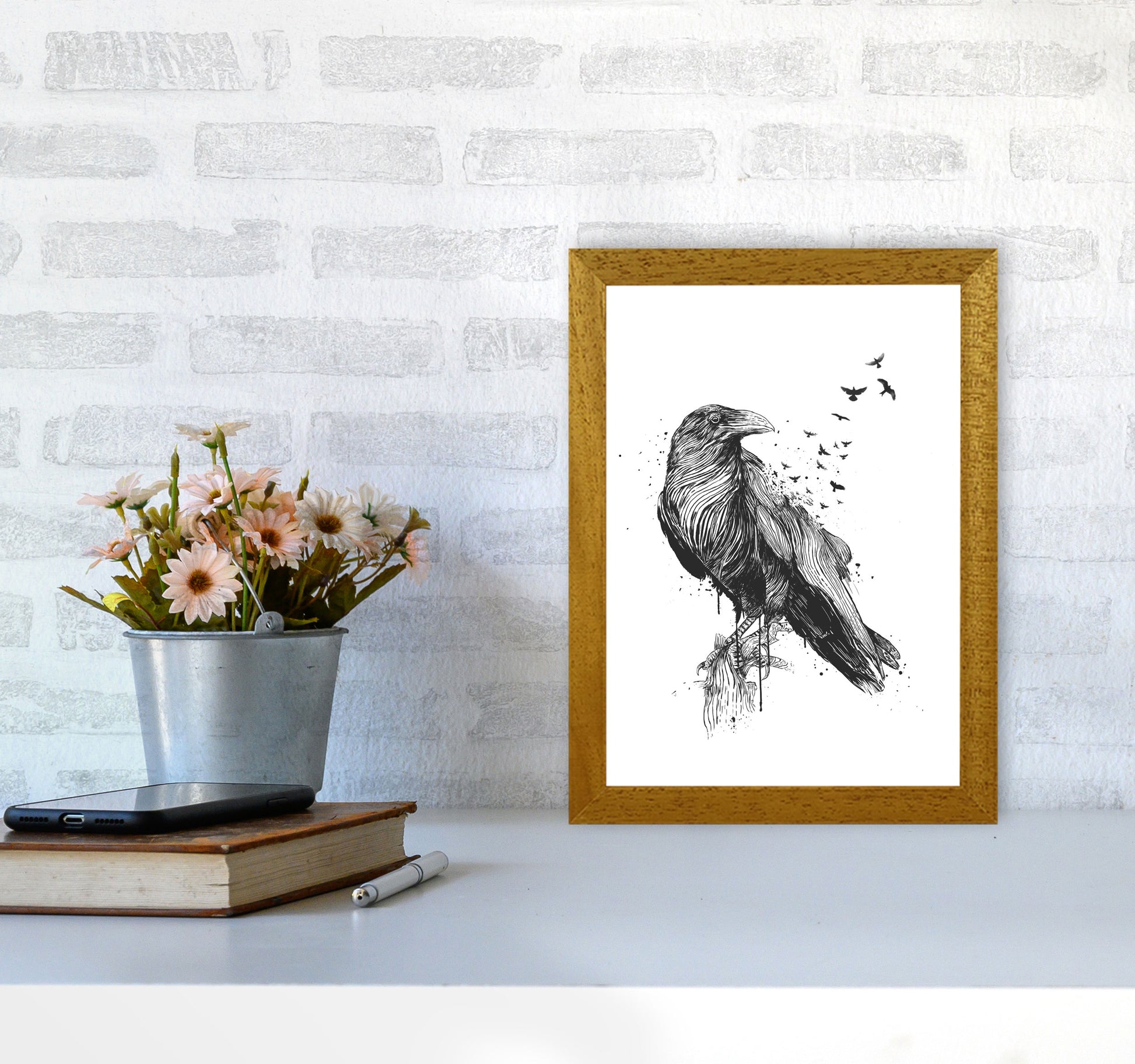 Born To Be Free Raven B&W Animal Art Print by Balaz Solti A4 Print Only