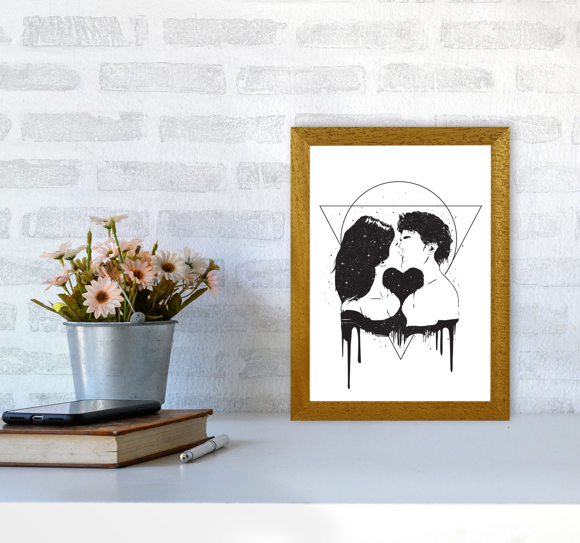 Cosmic Love B&W Art Print by Balaz Solti A4 Print Only