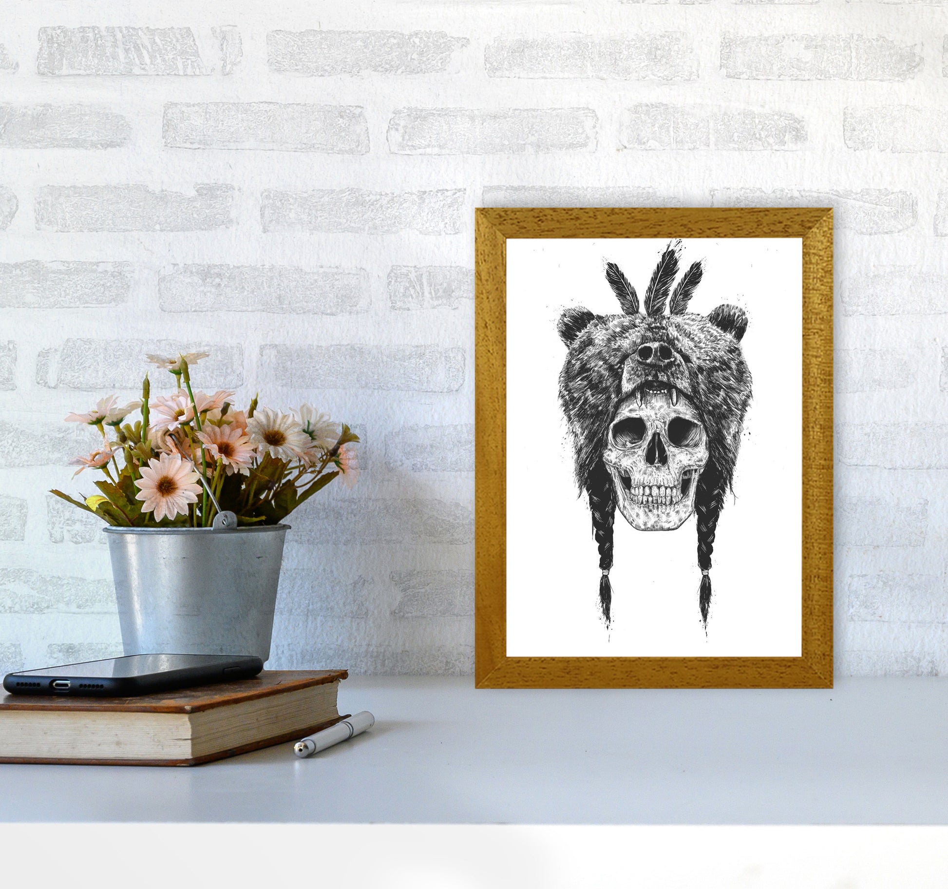 Dead Shaman B&W Gothic Art Print by Balaz Solti A4 Print Only