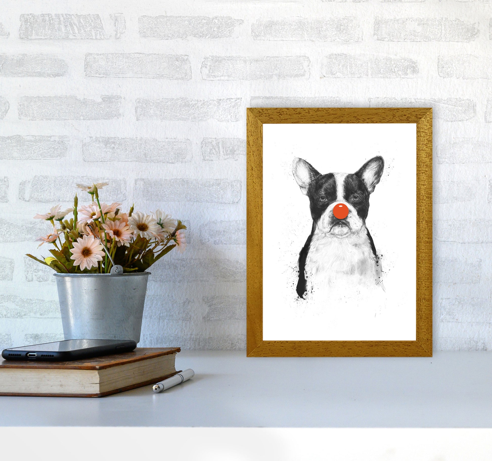 I'm Not Your Clown Bulldog Animal Art Print by Balaz Solti A4 Print Only