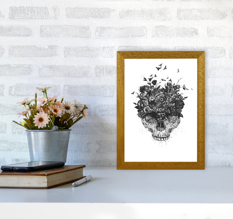 My Head Is A Jungle Skull B&W Art Print by Balaz Solti A4 Print Only