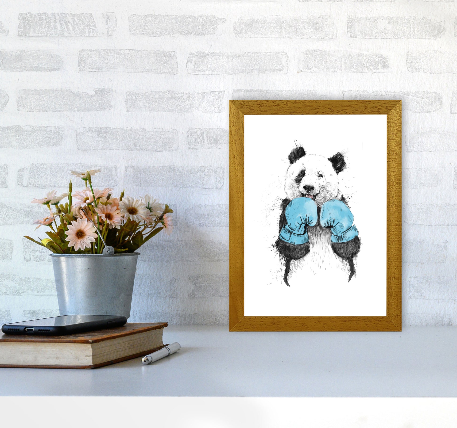 The Winner Boxing Panda Animal Art Print by Balaz Solti A4 Print Only